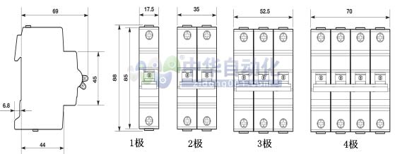 ABB+S200系列微型断路器+外形尺寸图1